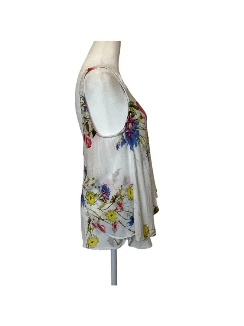 Free People Floral Fairycore Tank Top Cottagecore Ruffle Hem Boho Festival - Picture 3 of 10